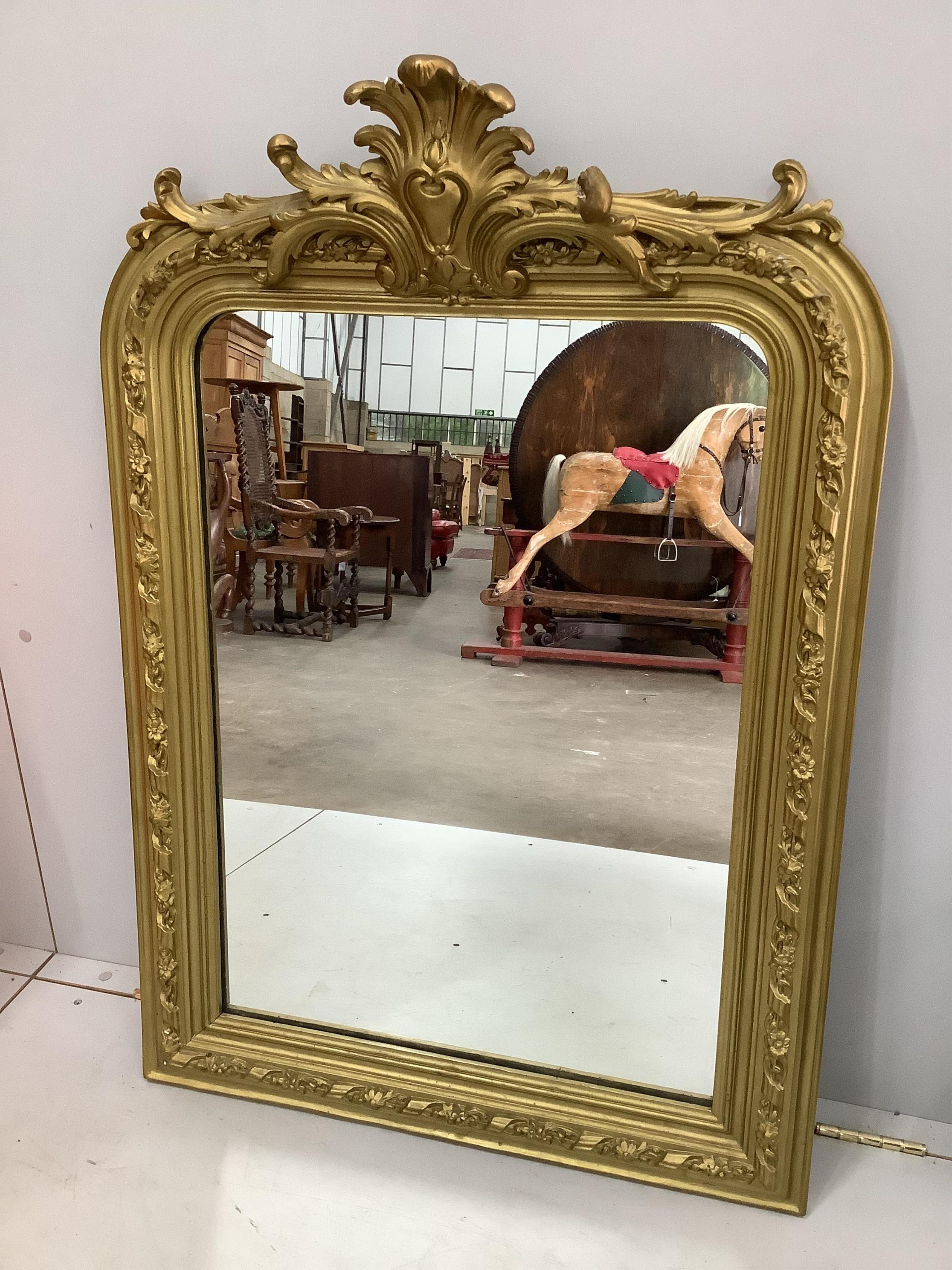 A 19th century painted gold framed mirror, width 70cm, height 103cm. Condition - fair
